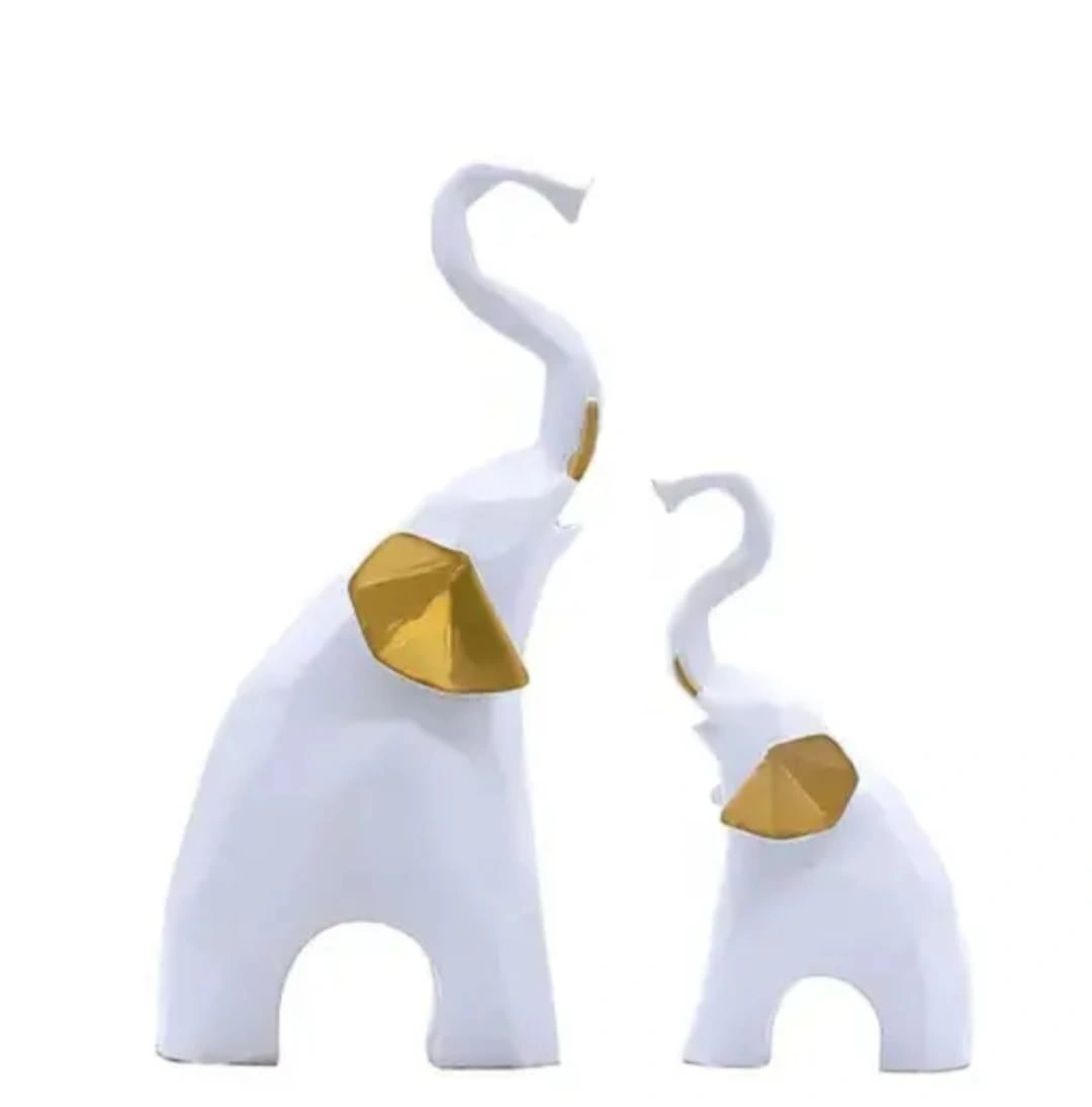 Polyresin Elephant Showpiece Statue and Artifacts for Home Décor (Set of 2)