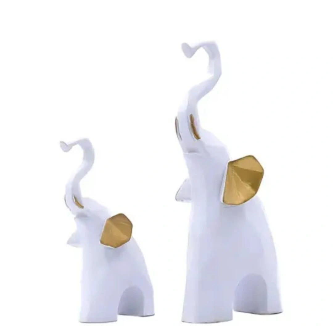 Polyresin Elephant Showpiece Statue and Artifacts for Home Décor (Set of 2)