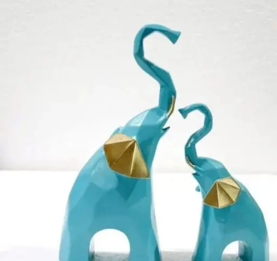 Polyresin Elephant Showpiece Statue and Artifacts for Home Décor (Set of 2)
