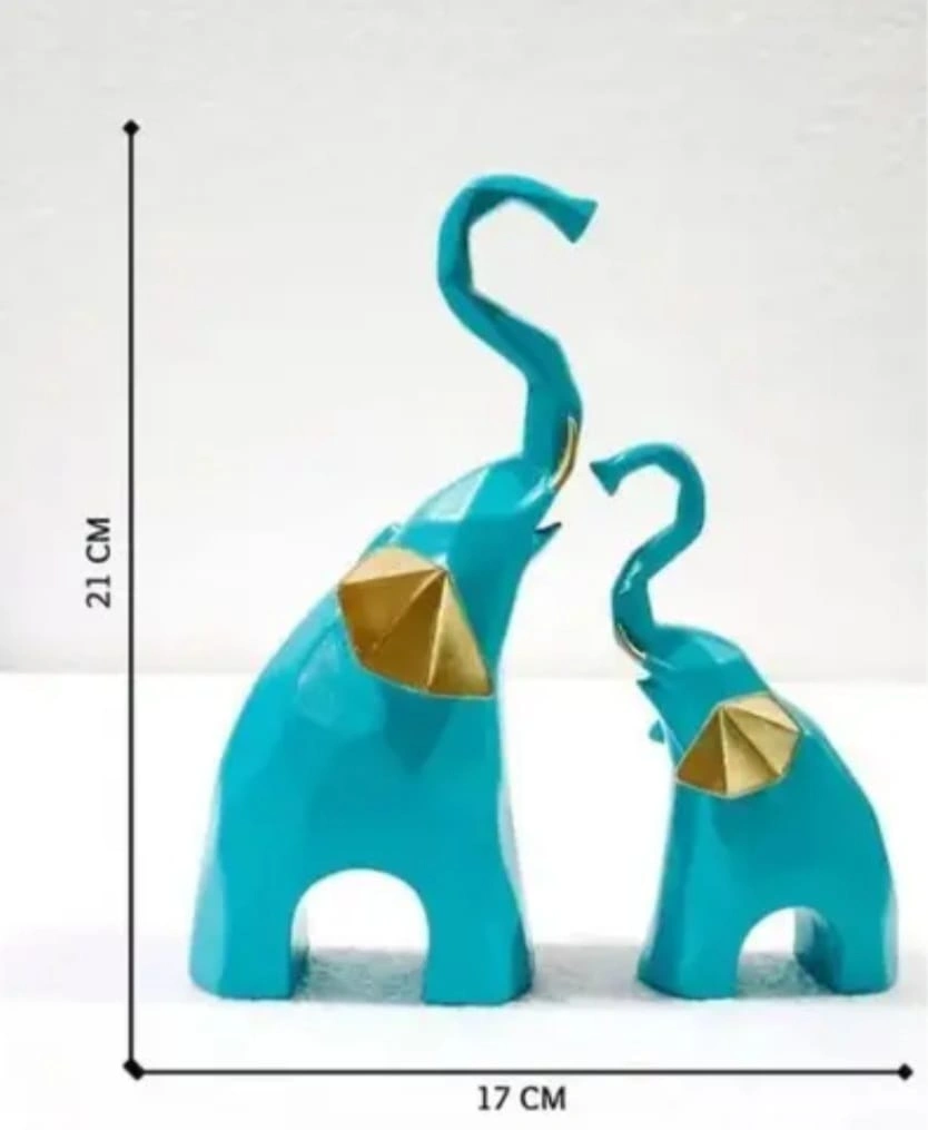 Polyresin Elephant Showpiece Statue and Artifacts for Home Décor (Set of 2)