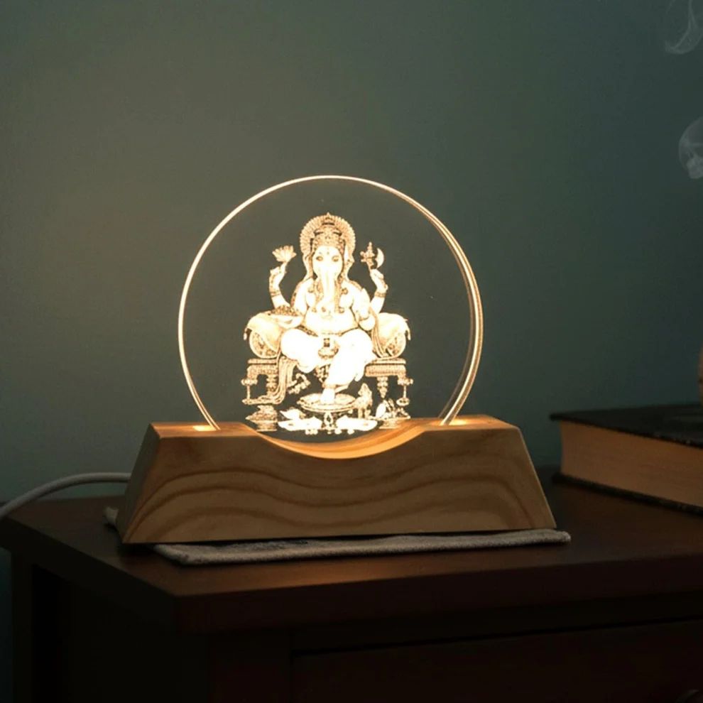 3D Lord Ganesha Acrylic LED Night Lamp (...