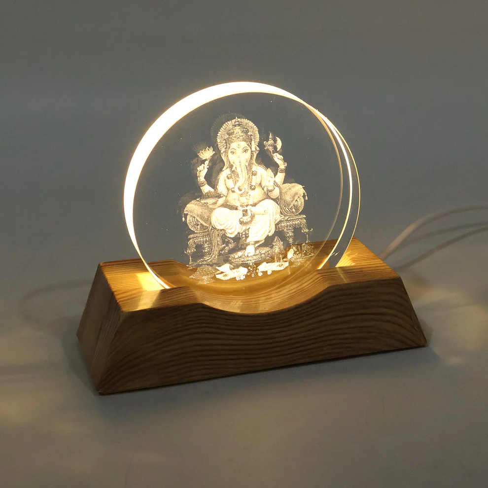 3D Lord Ganesha Acrylic LED Night Lamp (1 Pc)