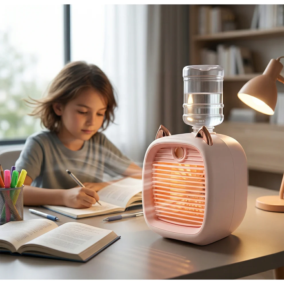 Portable Mini Air Cooler Fan with Spray Mist Function (1 Pc)