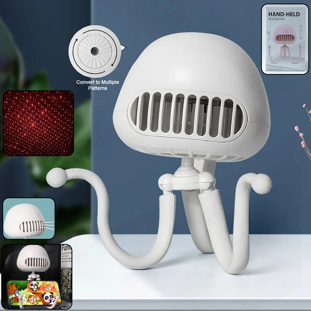 Rechargeable Handheld Mini Projector Fan...