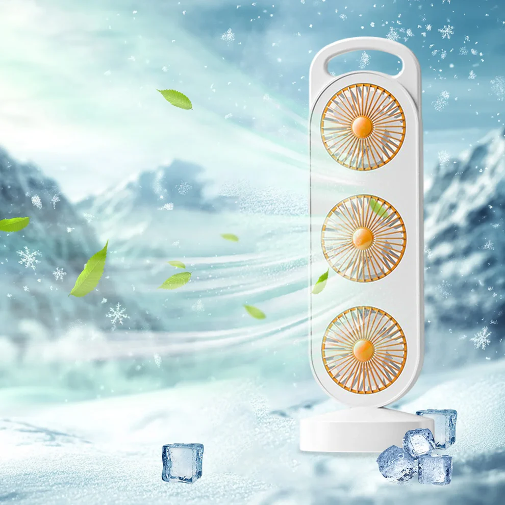 Portable 3 in 1 Design Triple Head Table Fan (1 Pc)