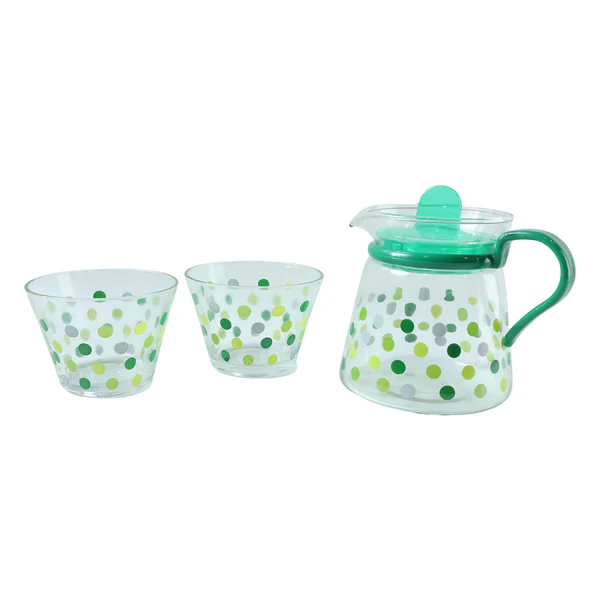 Elegant Glass Tea Pot with Matching Cups Set (1 Set)