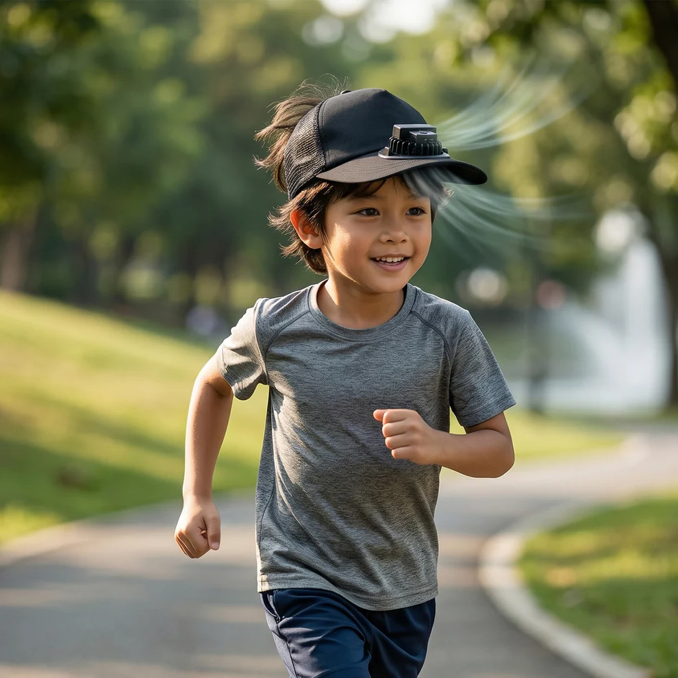 Portable USB Rechargeable Cooling Cap with Built in Mini Fan (1 Pc )