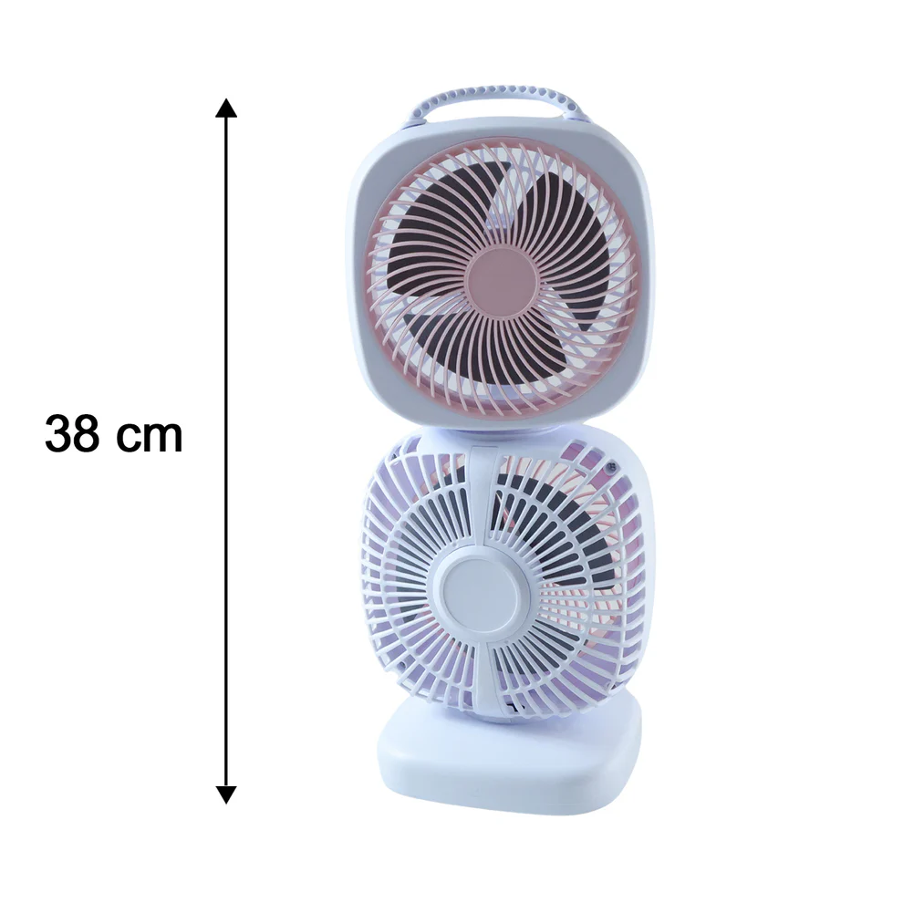 Portable Dual Head USB Rechargeable Table Fan (1 Pc)