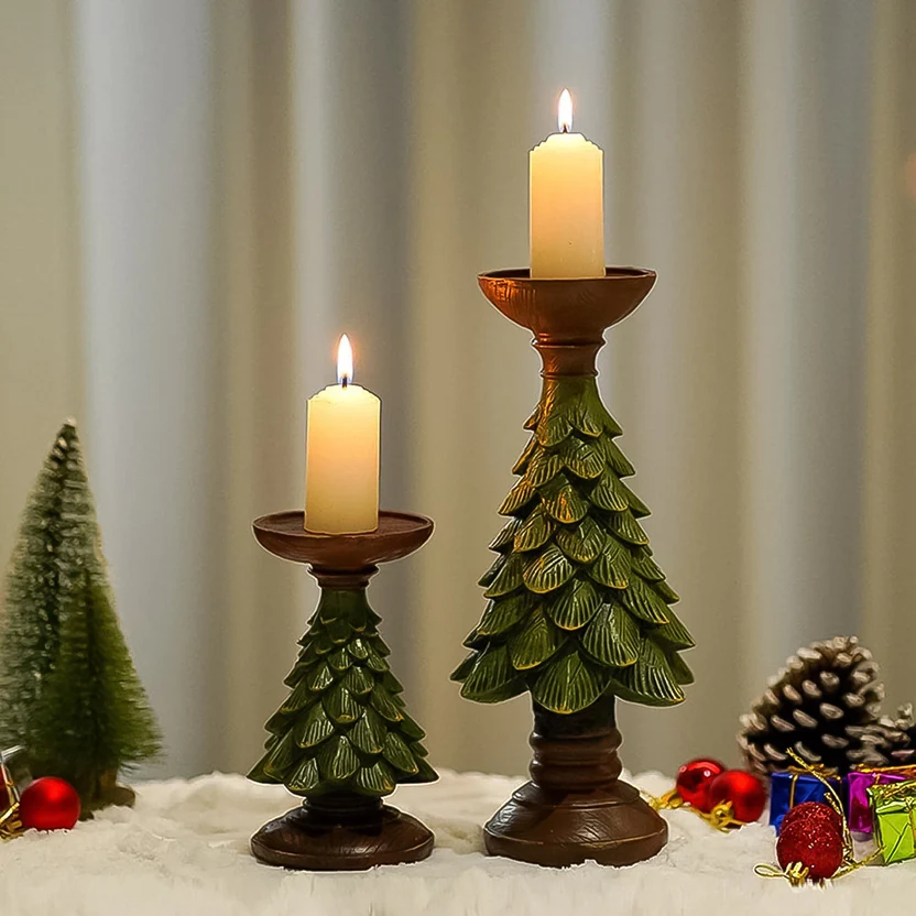 Christmas Tree Candleholder Candlestick Decorative for Home