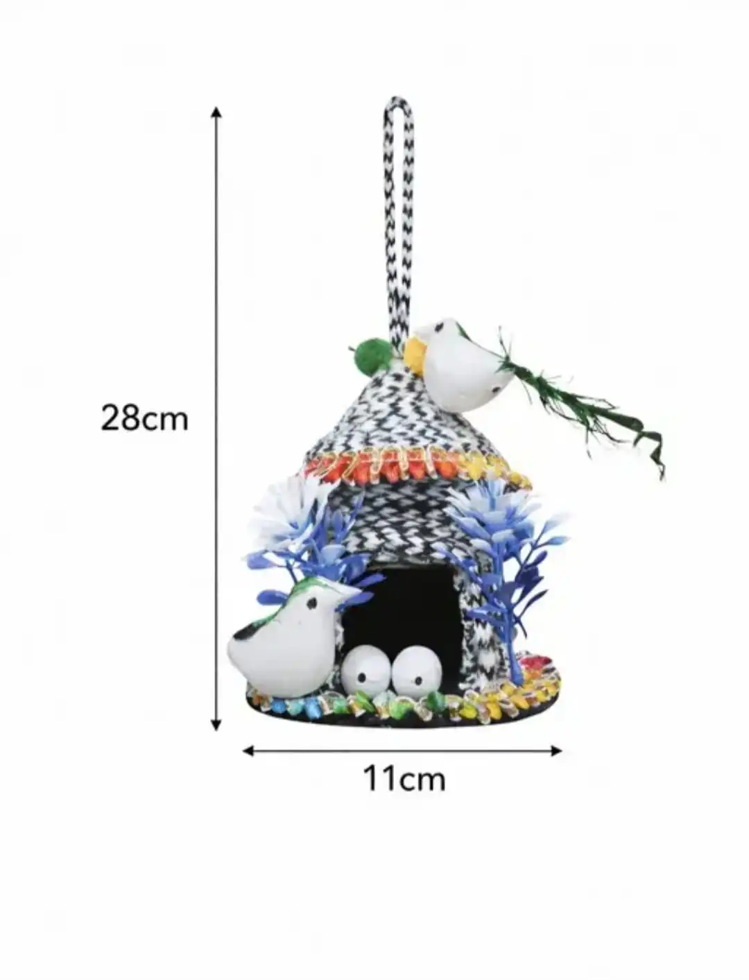 Handcrafted Hanging Bird House Décor | Cute Mini Hut with Birds