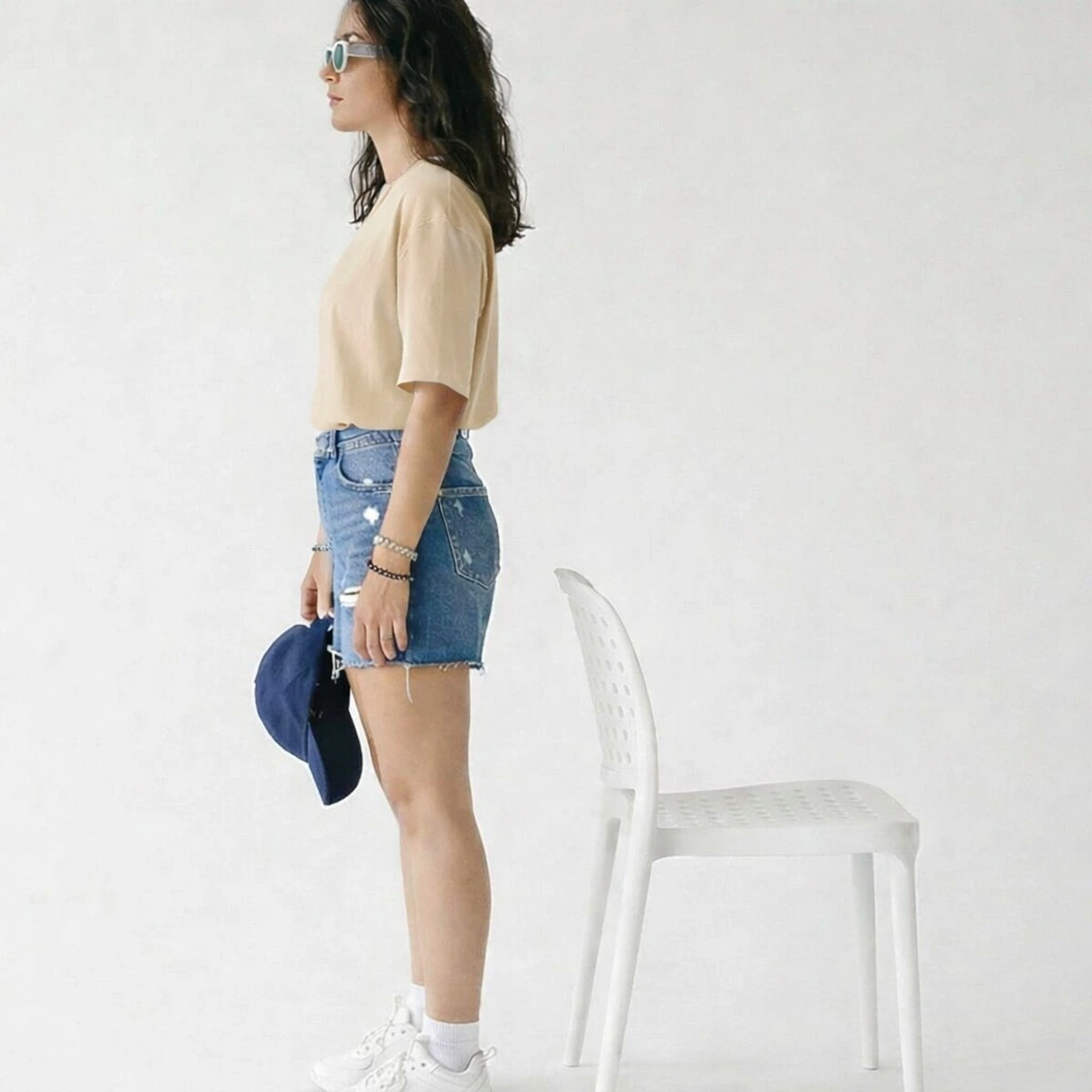 Oversized Drop Shoulder Cotton Lycra T-Shirt for Women