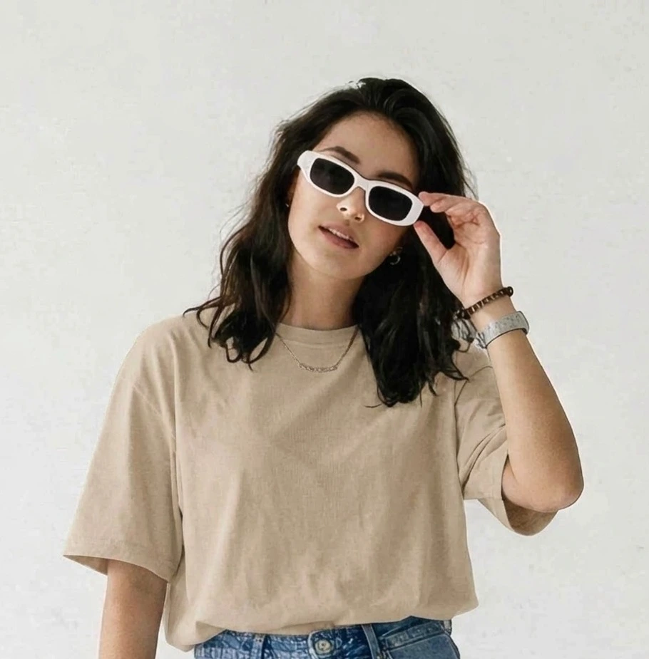 Oversized Drop Shoulder Cotton Lycra T-Shirt for Women