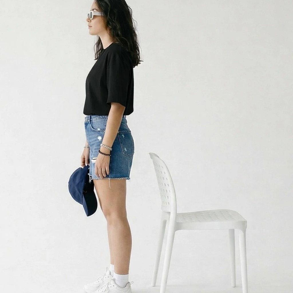 Oversized Drop Shoulder Cotton Lycra T-Shirt for Women