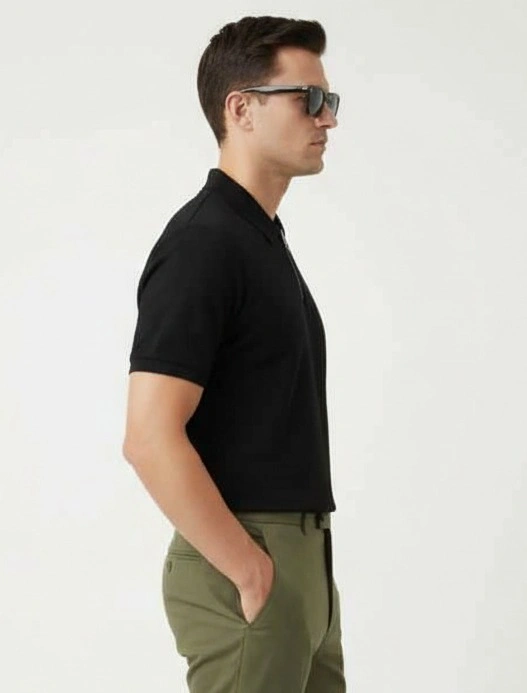 Men’s Regular Fit Zip Polo T-Shirt