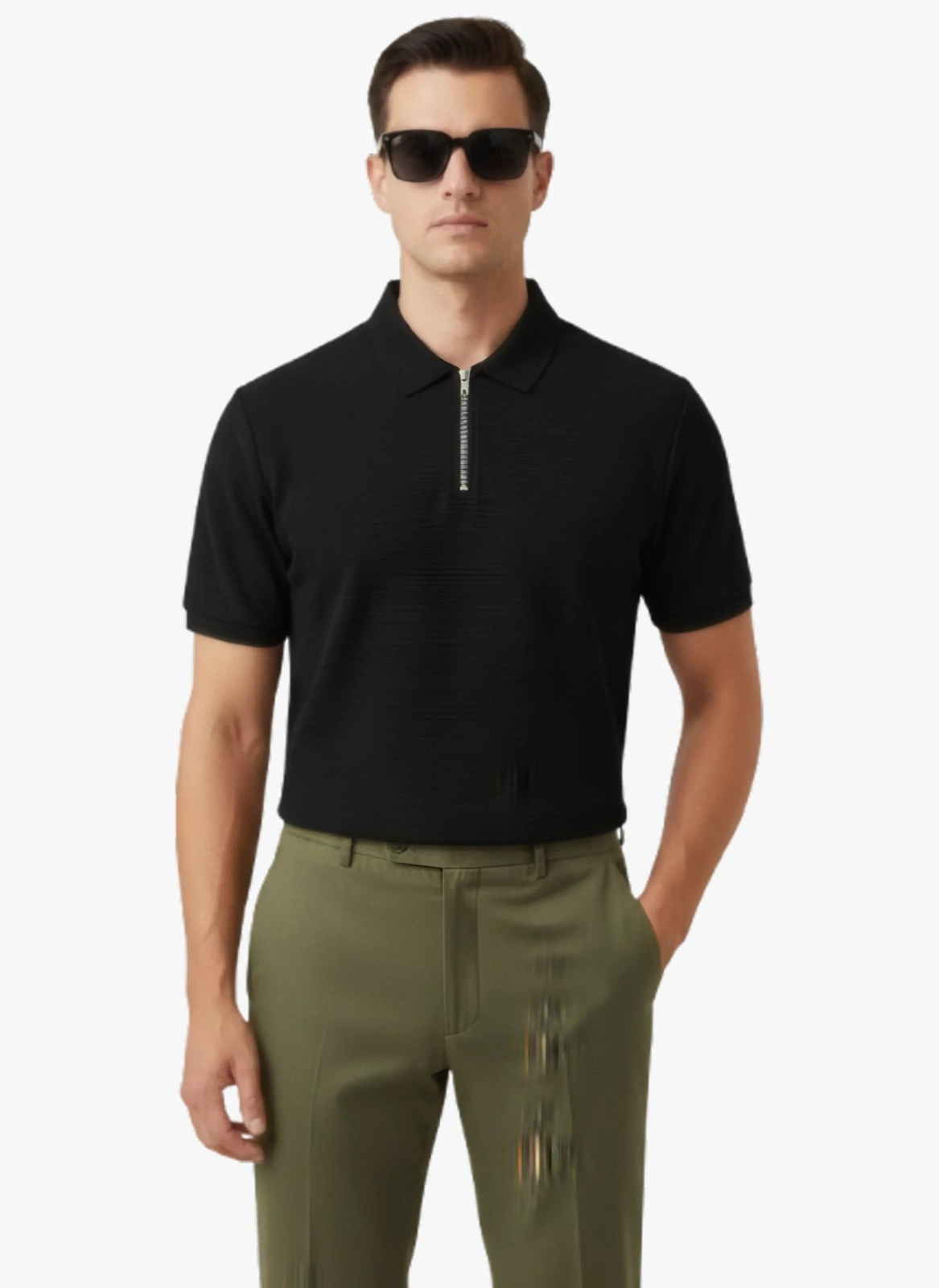 Men’s Regular Fit Zip Polo T-Shirt