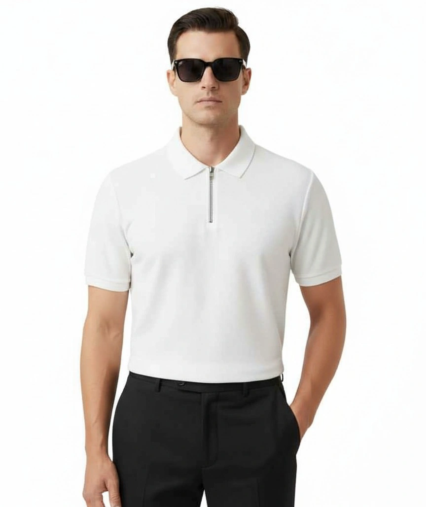 Men’s Regular Fit Zip Polo T-Shirt