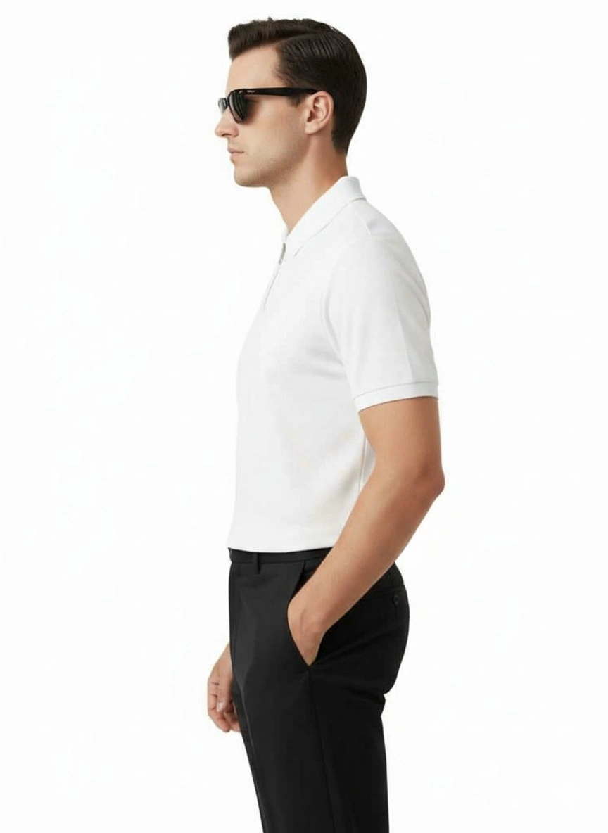 Men’s Regular Fit Zip Polo T-Shirt