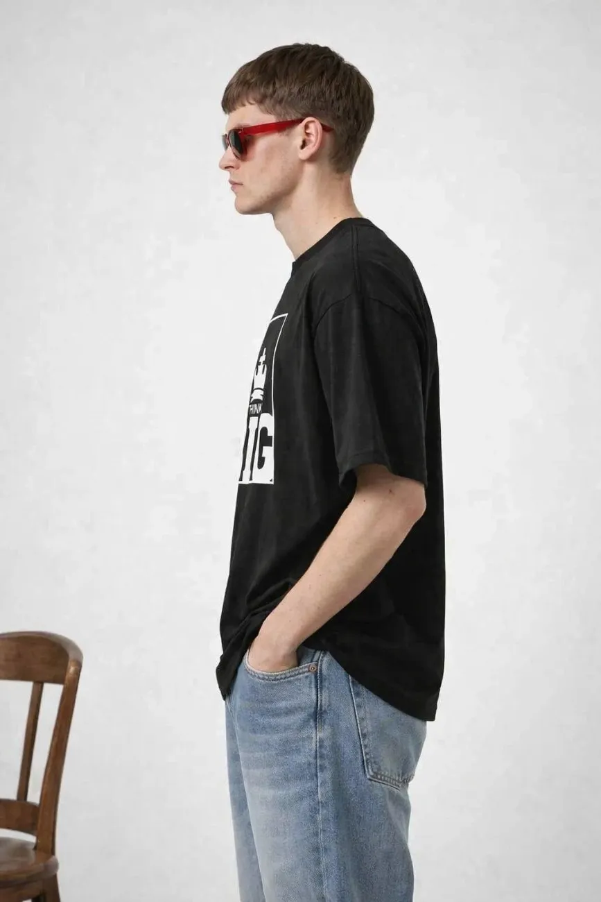 Think Big Oversized White Graphic T-Shirt for Men