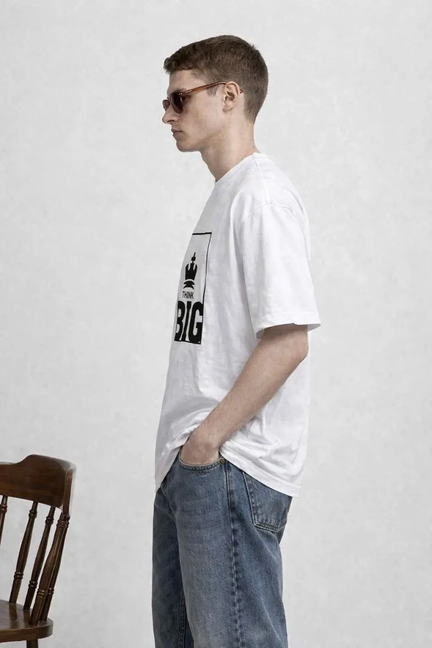 Think Big Oversized White Graphic T-Shirt for Men
