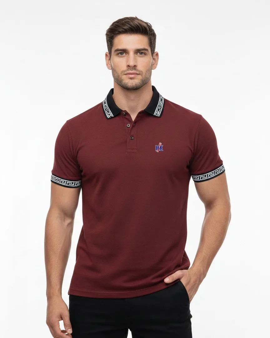 Polo T-Shirt with Contrast Collar | Prem...