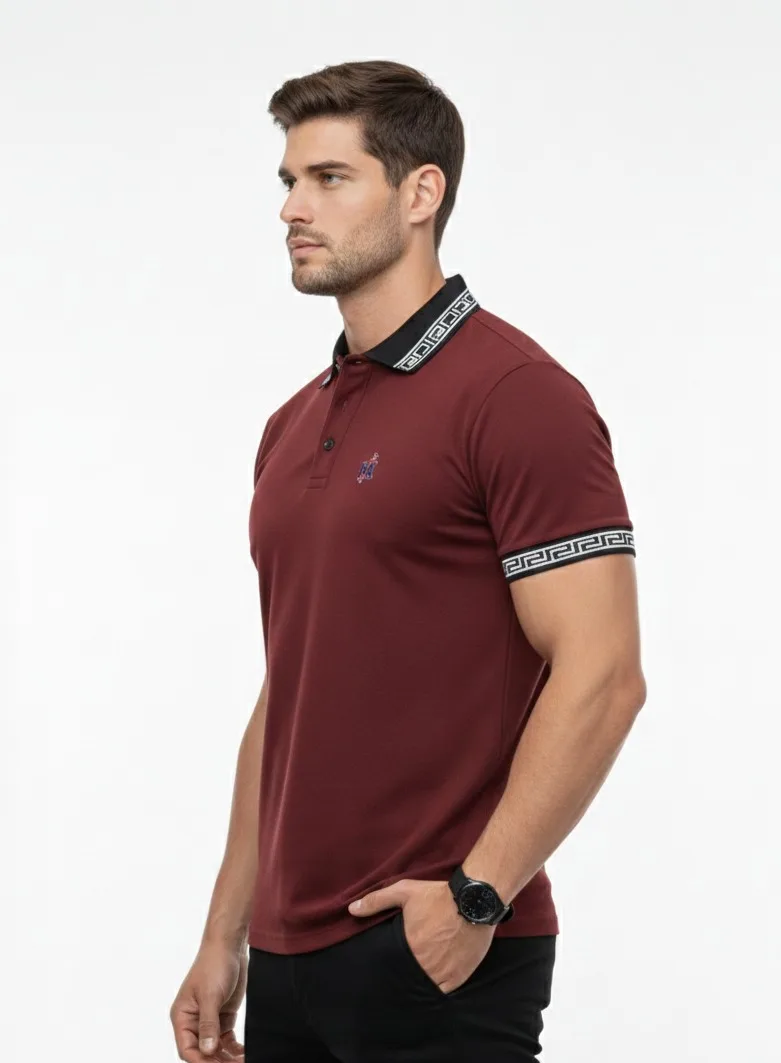 Polo T-Shirt with Contrast Collar | Premium Slim Fit Casual Polo Tee for Men