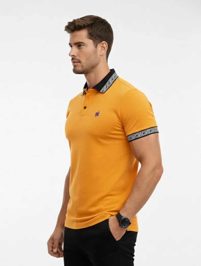Polo T-Shirt with Contrast Collar | Premium Slim Fit Casual Polo Tee for Men