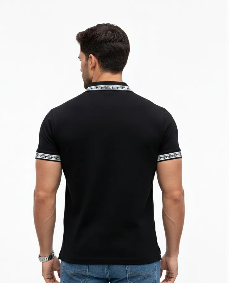 Polo T-Shirt with Contrast Collar | Premium Slim Fit Casual Polo Tee for Men