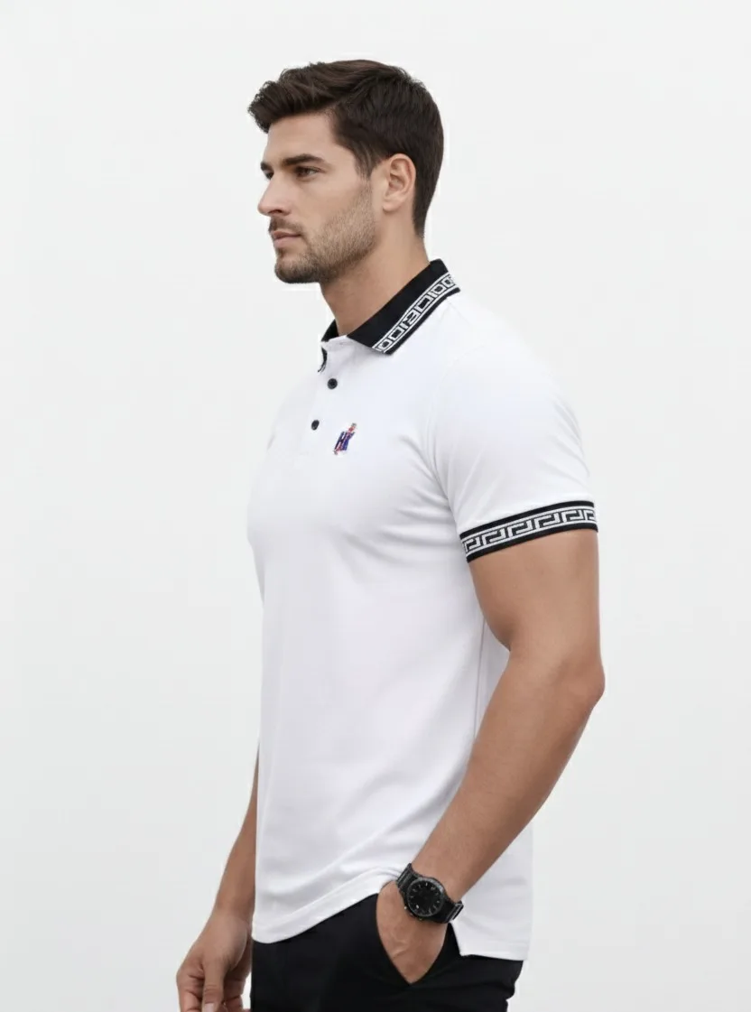 Polo T-Shirt with Contrast Collar | Premium Slim Fit Casual Polo Tee for Men