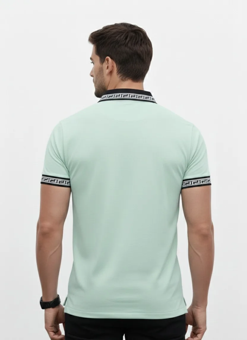 Polo T-Shirt with Contrast Collar | Premium Slim Fit Casual Polo Tee for Men