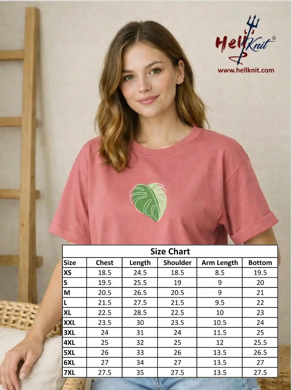 Women’s Graphic Oversized T-Shirt – Casual Cotton Tee with Leaf Print
