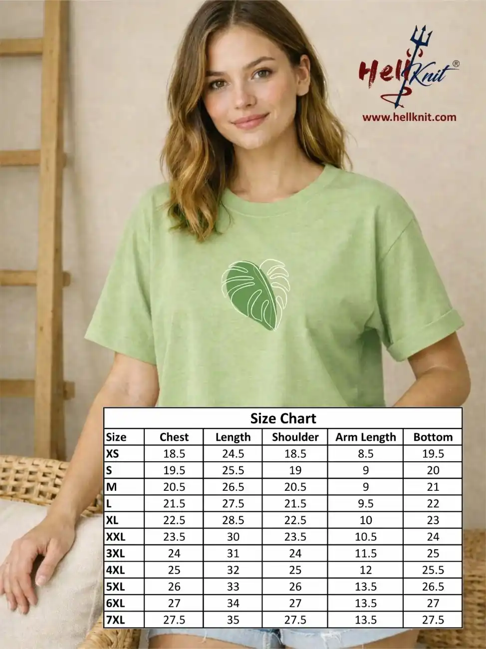 Women’s Graphic Oversized T-Shirt – Casual Cotton Tee with Leaf Print