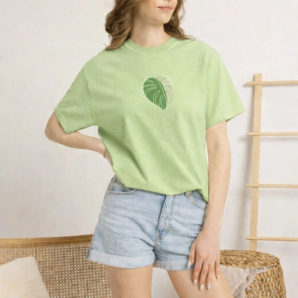 Women’s Graphic Oversized T-Shirt – Casual Cotton Tee with Leaf Print