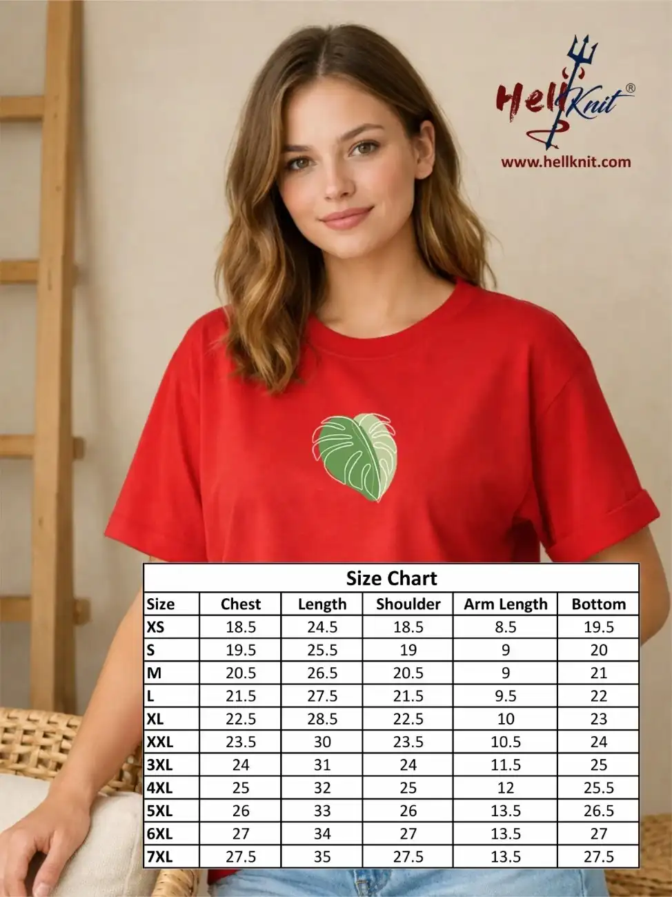 Women’s Graphic Oversized T-Shirt – Casual Cotton Tee with Leaf Print