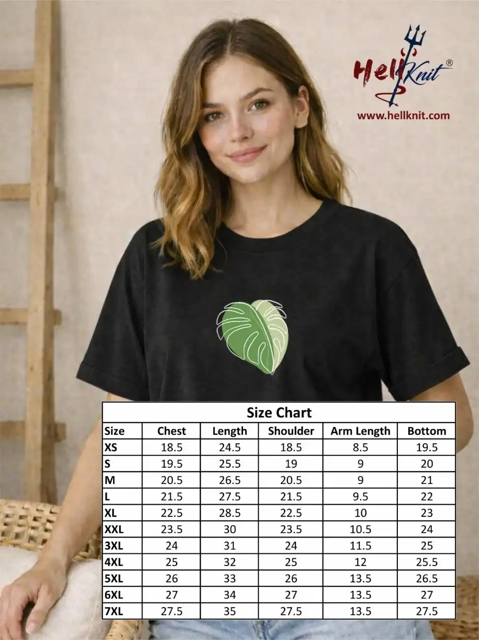 Women’s Graphic Oversized T-Shirt – Casual Cotton Tee with Leaf Print