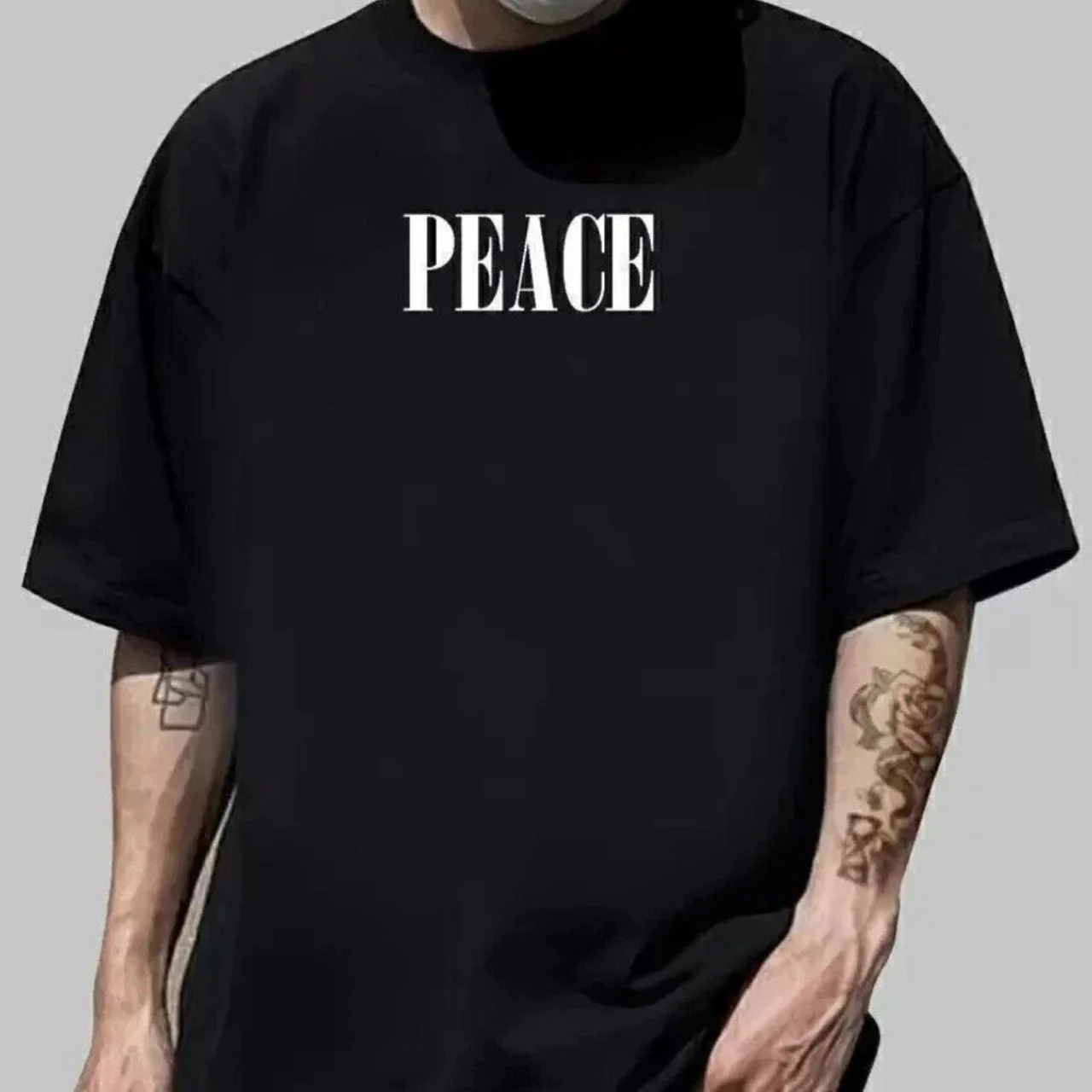 Peace Dove Graphic Oversized Black T-Shirt for Men | Back Print Tee
