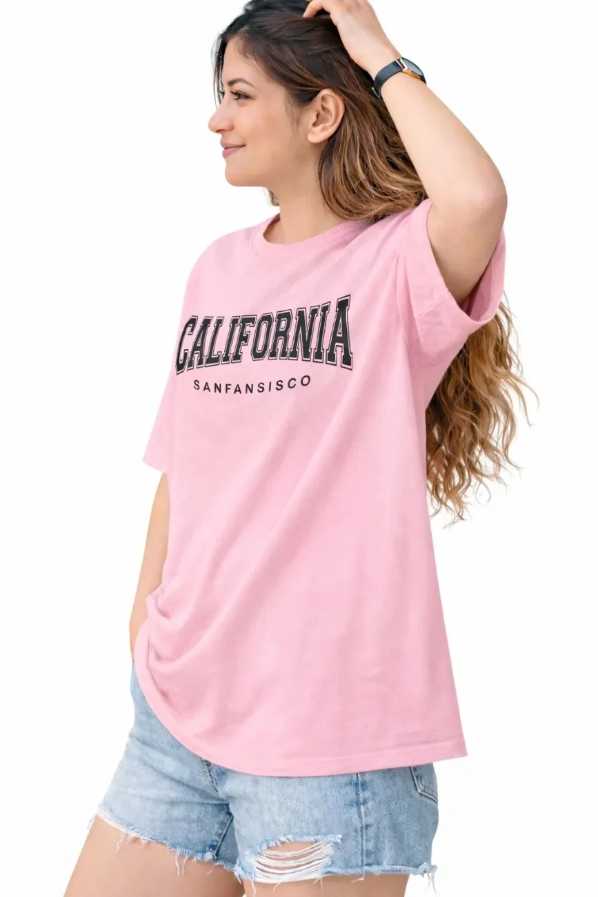 Women’s Oversized California Graphic T-Shirt | Casual Half Sleeve Cotton Tee