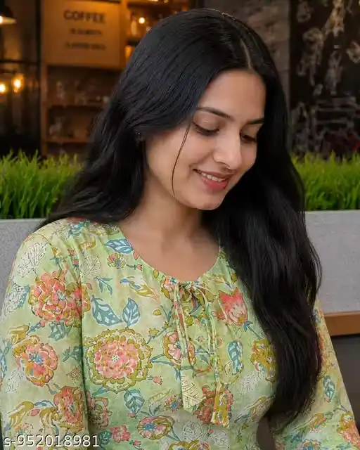 Women Floral Printed Green Mini Dress with Round Neck Tie-Up Detail Three Quarter Sleeves A Line Short Dress Casual Party Wear Stylish Western Dress for Girls and Women
