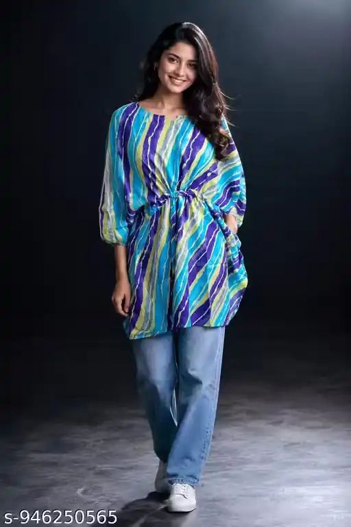 Women Multicolor Printed Kaftan Top with...