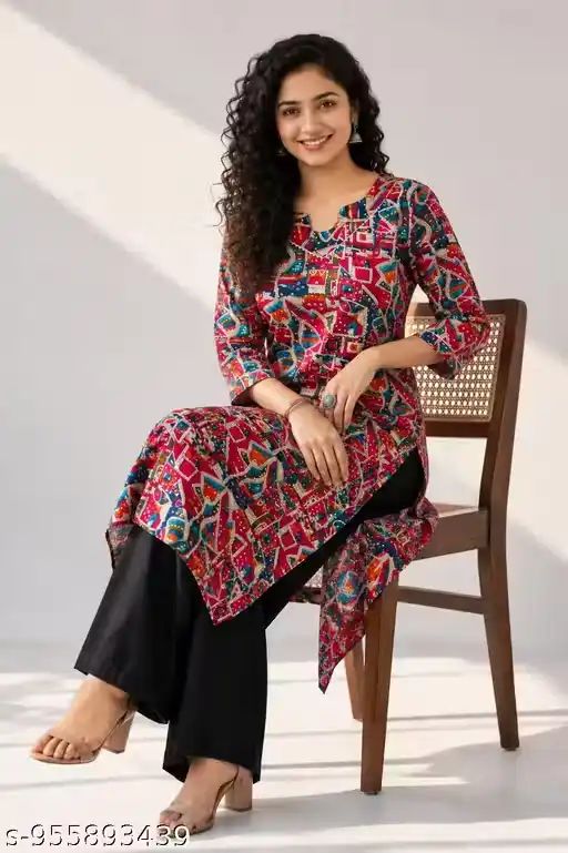 Women Geometric Abstract Printed Straigh...