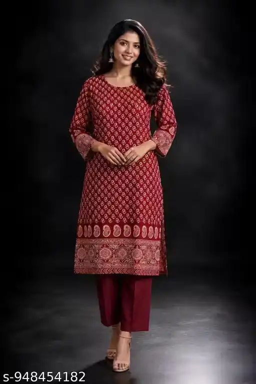 Women Printed Straight Kurti for Women E...