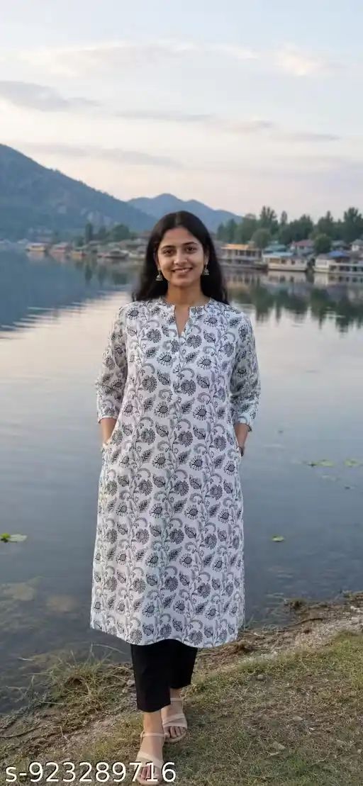 Women 100% Pure Cotton A-Line Kurti Flor...