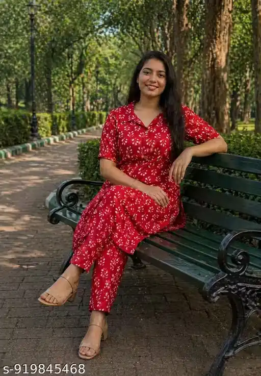 Pure Cotton Kurti Straight Pant Set Printed Floral Design Front Button Pattern Knee Length Kurti with Matching Bottom Casual Wear Daily Wear Ethnic Set for Women Summer Outfit Set