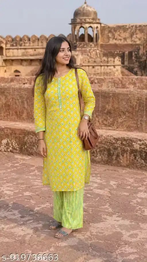 Pure Cotton Printed Kurti with Straight...