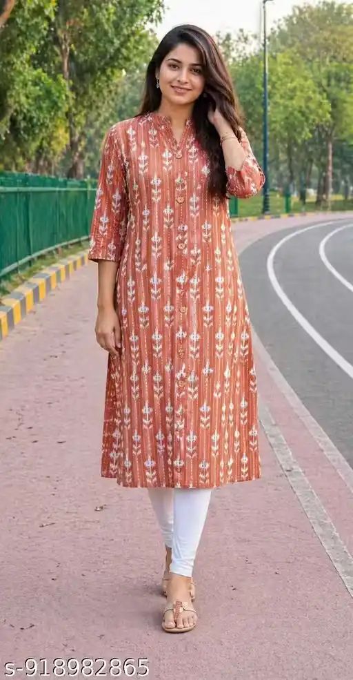 Women A-Line Kurti 100% Pure Cotton Prin...
