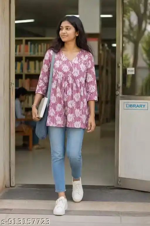 Cotton Printed Short Kurti Corset Style...
