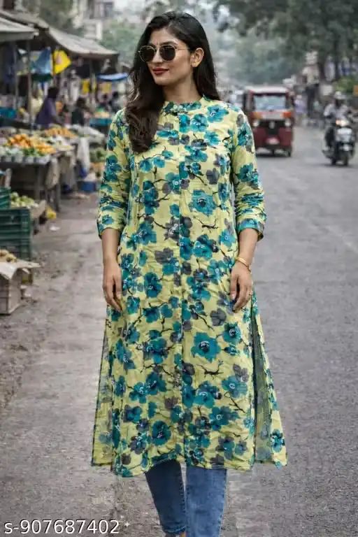 Women Floral Printed Corset Style Kurti...