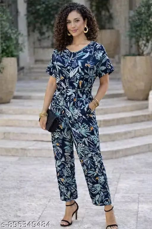 Women’s Navy Blue Tropical Floral Print...