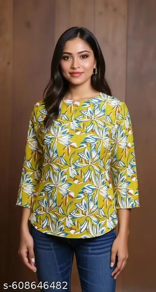 Meadow Bloom Three-Quarter Sleeve Kurti