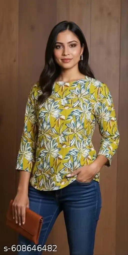 Meadow Bloom Three-Quarter Sleeve Kurti