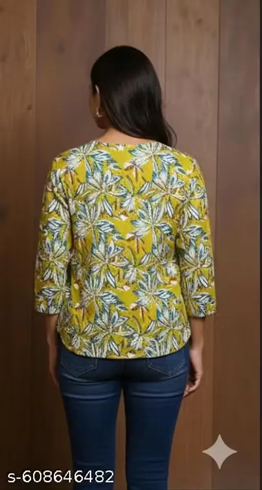 Meadow Bloom Three-Quarter Sleeve Kurti